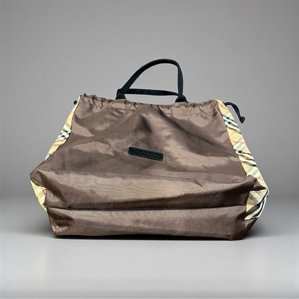 Authentic Burberry (early 2000) Classic Plaid Nylon Drawstring Tote - Picture 4 of 8